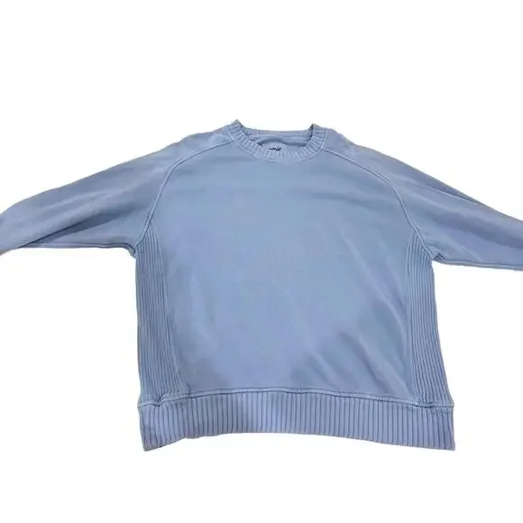 Aerie Down To Earth Baby Blue Crew Neck Oversized Sweatshirt- Size Small - Picture 3 of 8